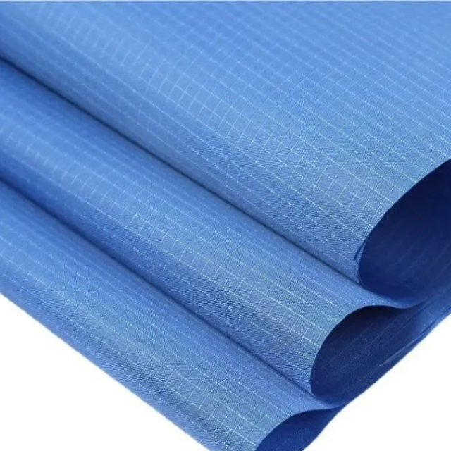 150D Polyester Oxford Fabric with Waterproof PU Coated Grid Durable for Bag Ripstop
