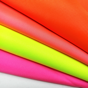 600D rPET fluorescent coated FF oxford work jacket fabric flat swatch