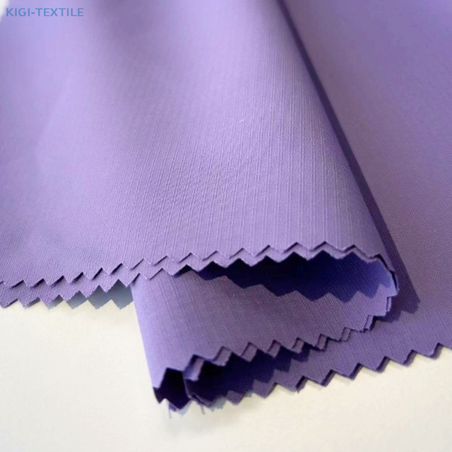 75D Rainproof 300T Polyester Pongee Fabric - Checks Pattern, Ripstop, Full Dull for Outdoor