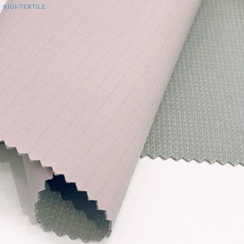 3 Layers Grid Pattern T400 50D Polyester Laminated TPU 3-in-1 Fabric for Outdoor Jacket with WP/WR Finish