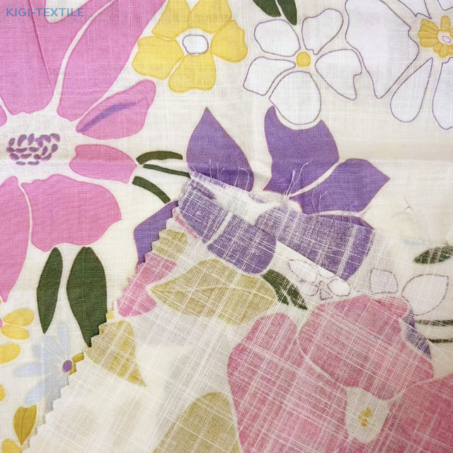 Customized Flower Printed Linen Fabric for Clothing