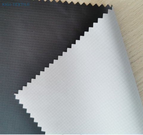 300t 0.2 Double Line Ribstop Recycled Polyester Pongee Fabric White PU Coating Jacket Fabric