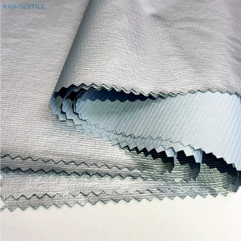 15D N66 nylon grid ripstop silver film fabric flat