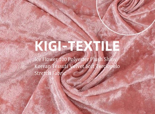 Ice Flower 100 Polyester Plush Shiny Korean Tessuti Velvet Soft Terciopelo Stretch Fabric 